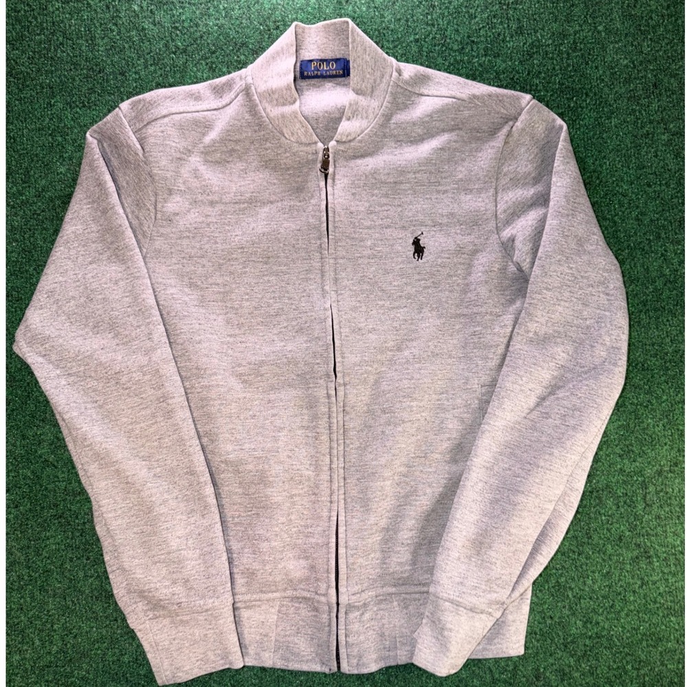 Polo Ralph Lauren Mens Small Heather Grey Full Zip Bomber Jacket Pony Logo